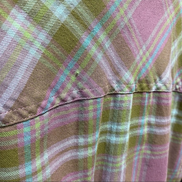 LL Bean vintage plaid button front shirt womens size large purple plaid Button - Picture 7 of 9